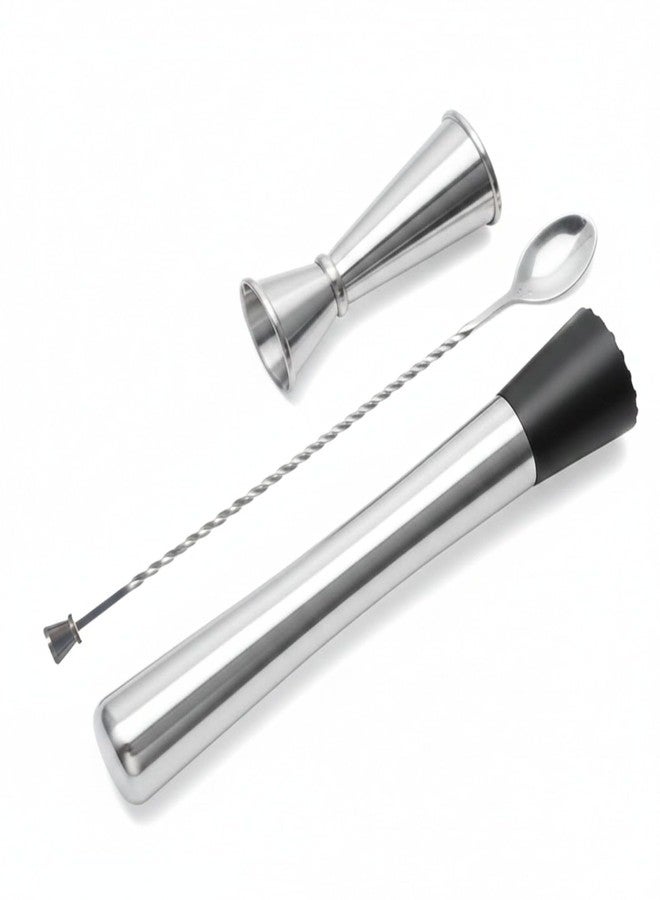 finality Mojito Muddler Bar Tool Set, 3 PCS Cocktail Set Mixing Tools Stainless Steel Cocktail Muddler with Cocktail Spoon Long Handle and Jigger for Mojitos Fruit Drinks (Stirrer Spoon - RPM) - Image 4